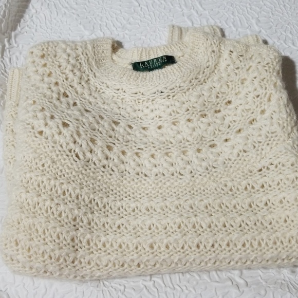 Lauren Ralph Lauren Alpaca Loose Crochet Sweater, Size SP - Picture 3 of 14